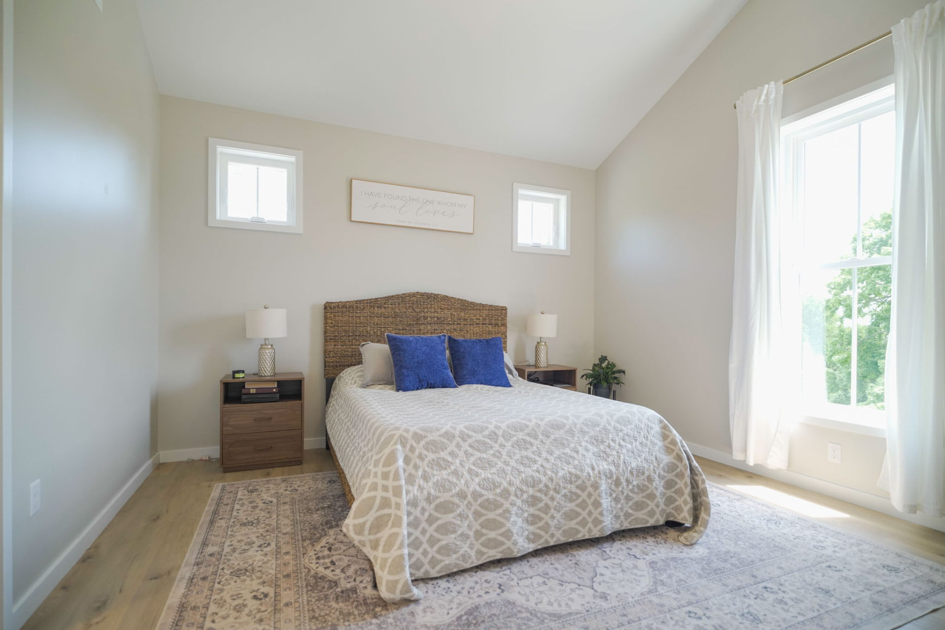 Byler Residence — primary bedroom with vaulted ceiling and garden views — KB Builders, Central Pennsylvania